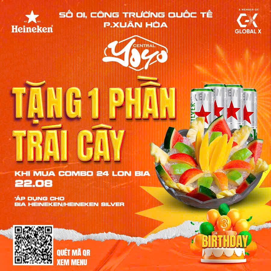 Tưng bừng sinh nhật YOYO, nhận ngay trái cây siêu fresh cùng combo 24 lon! Tưng bừng sinh nhật YOYO, nhận ngay trái cây siêu fresh cùng combo 24 lon!